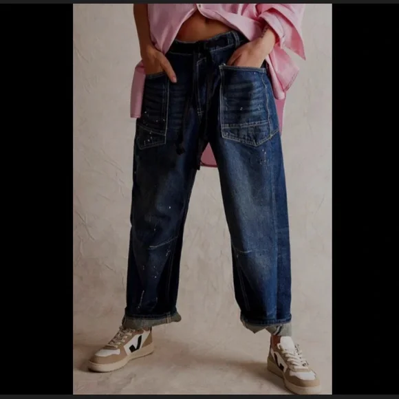 We The Free Moxie Dark Blue Wide Leg Jeans - Picture 1 of 13